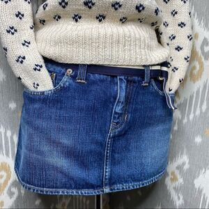 Ralph Lauren Distressed Indigo Denim Mini Skirt